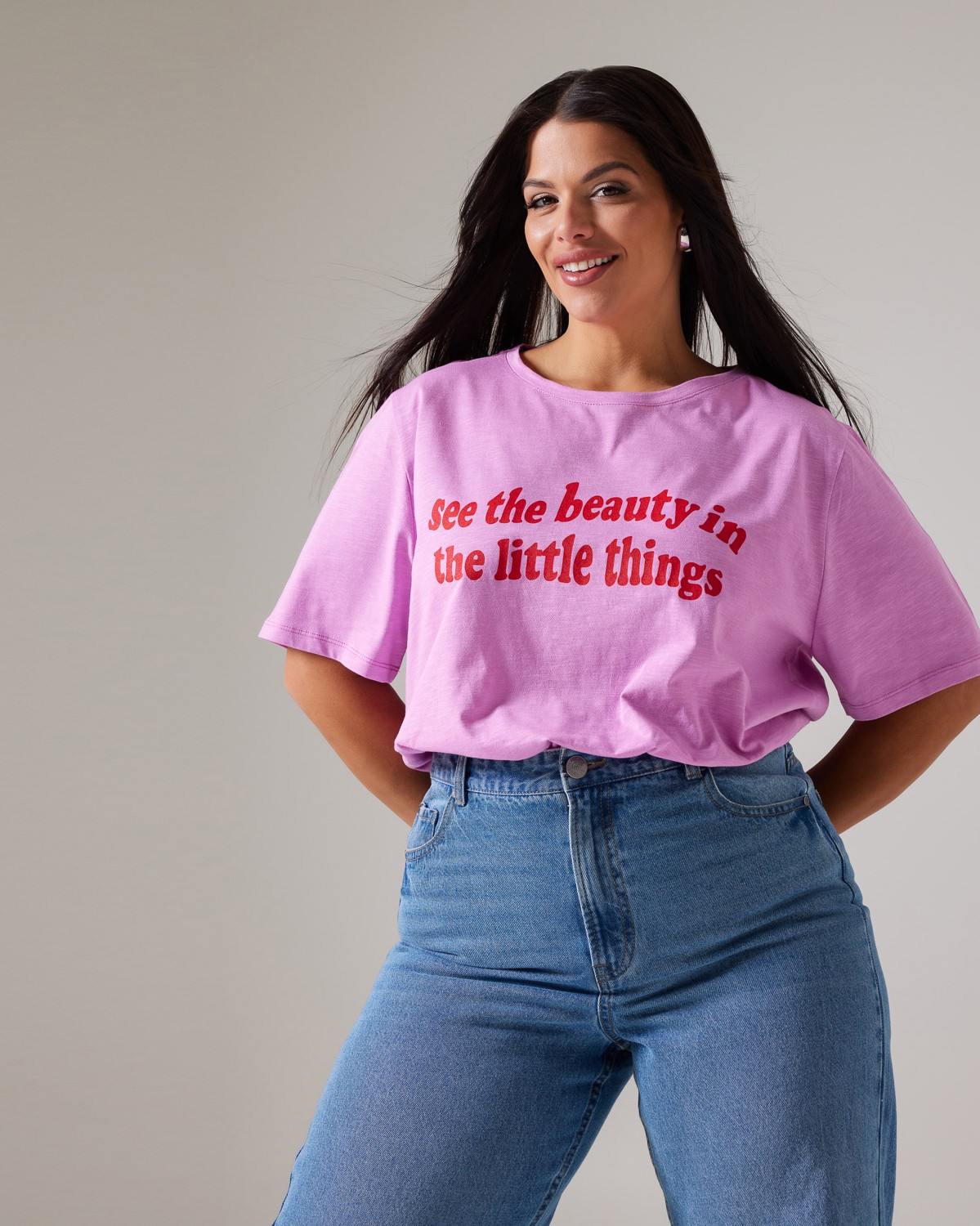 Τ-Shirt "See The Beauty In The Little Things" Purple Pink