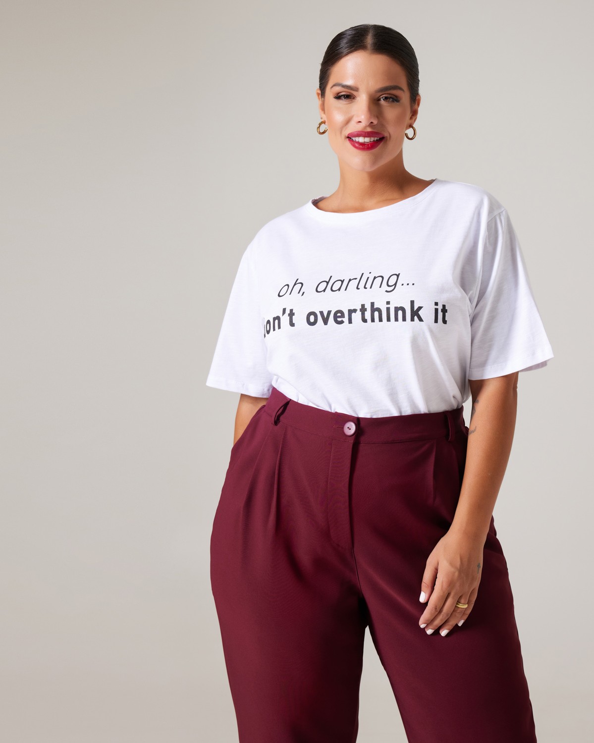 Τ-Shirt 'Oh, darling...don't overthink it' Λευκό