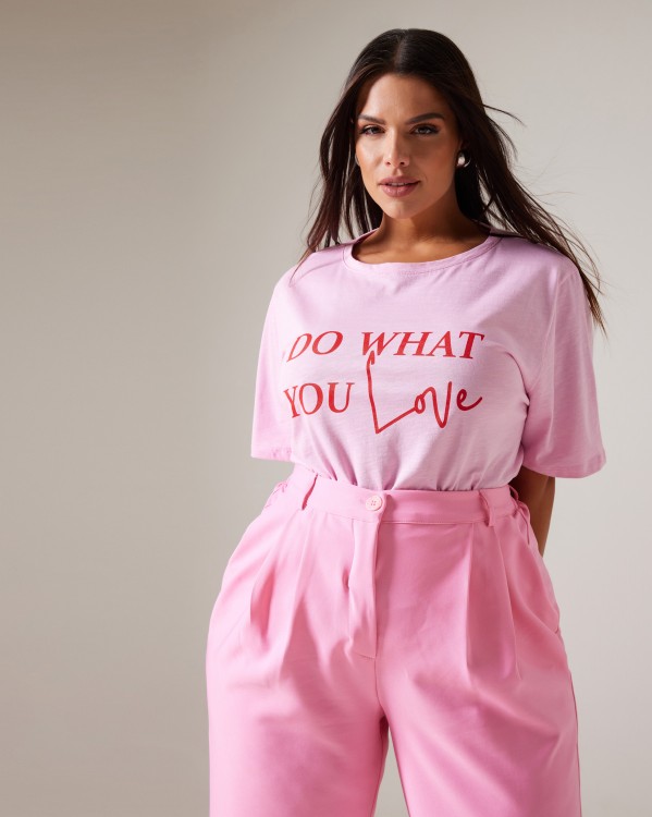 Τ-Shirt 'Do What You Love' Purple Pink