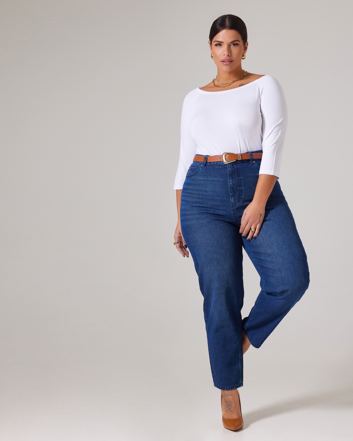 Loose Mom High Waist Jean Dark Blue